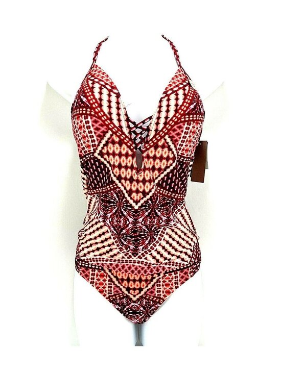 Kenneth Cole Other - Kenneth Cole Womens Size M Geometric Swimsuit Tankini Tummy Toner Push Up Nwt